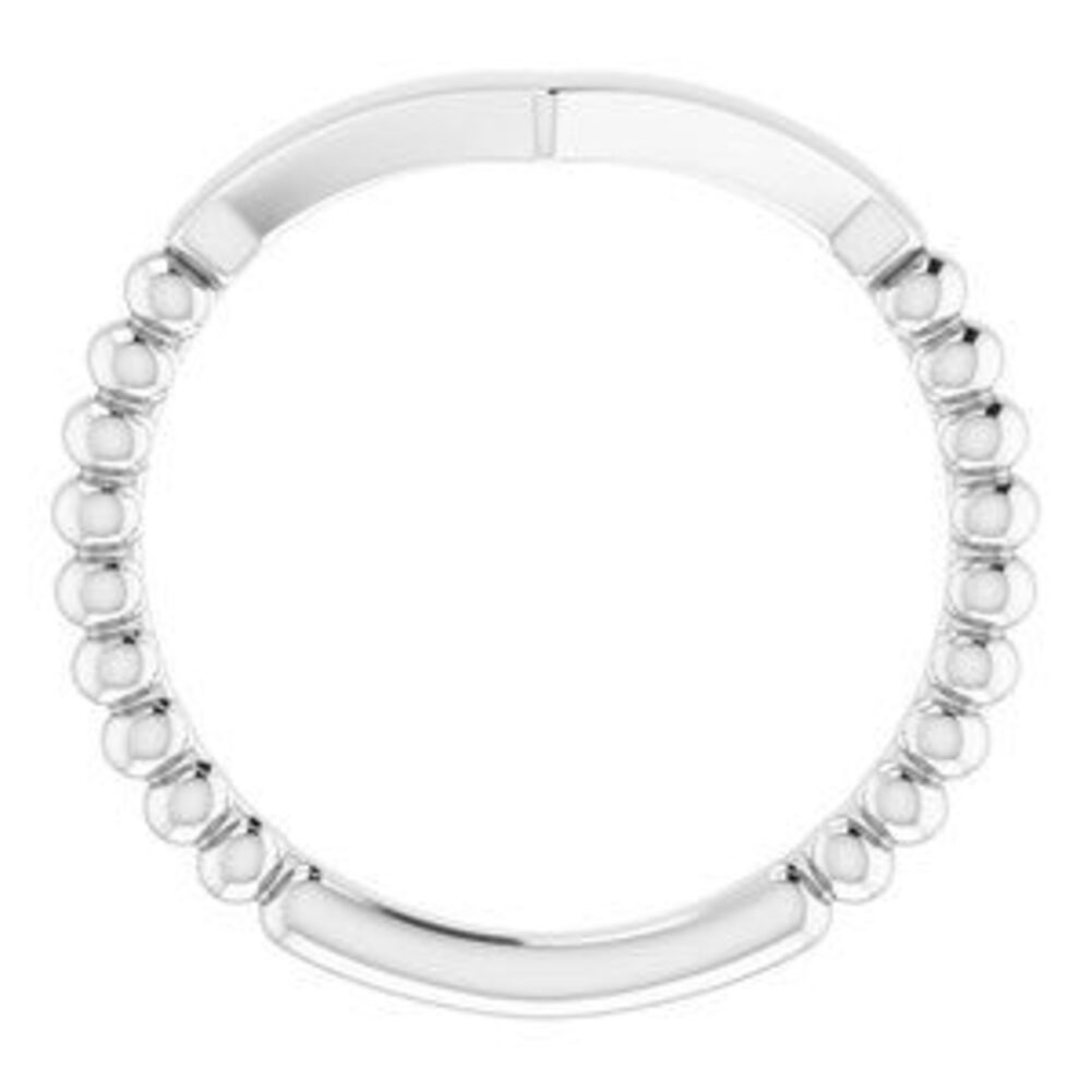 14k White Stackable Beaded V-Ring - image 2